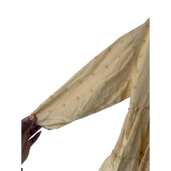 American Eagle Blouse Yellow Eyelet Long Sleeve Dainty Girly Soft Girl Large - Picture 7 of 12